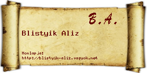 Blistyik Aliz névjegykártya